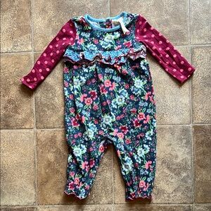 Christmas Matilda Jane Floral Kids Jumpsuit with Polka Dot Sleeves 6-12 months
